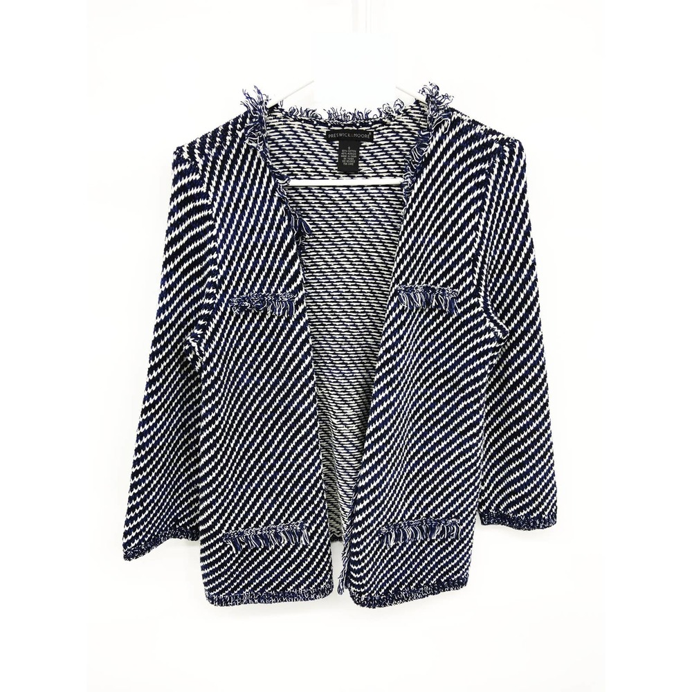 Preswick & Moore Womens Cotton Blend Cardigan Blazer with Pockets Size S